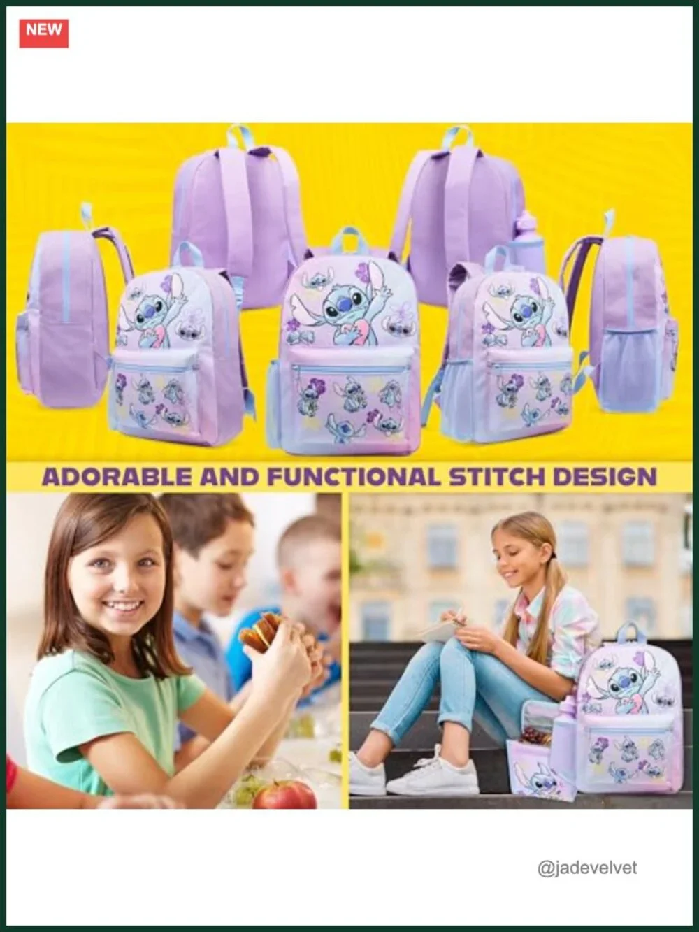Disney Stitch Backpack Set with Lunch Bag, Water Bottle and Pencil Case